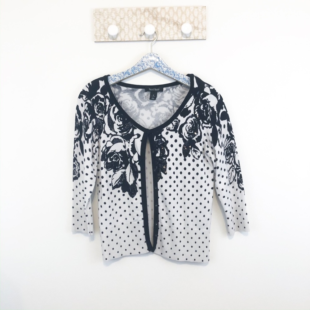 WHBM floral and Polka dot sequins sweater size S